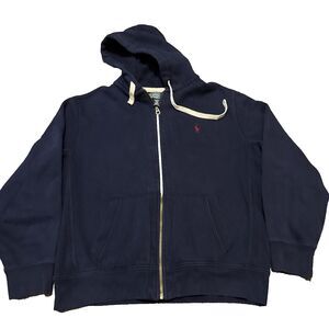 VTG Polo Ralph Lauren Heavyweight Zip Hoodie Adult XL Dark Blue Thermal Hood
